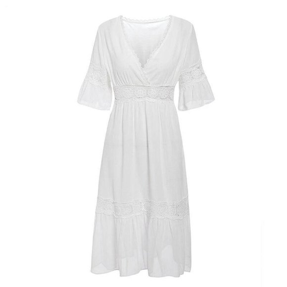 Morning Mist Mid-length White lace boho dress - Picture 3 of 4